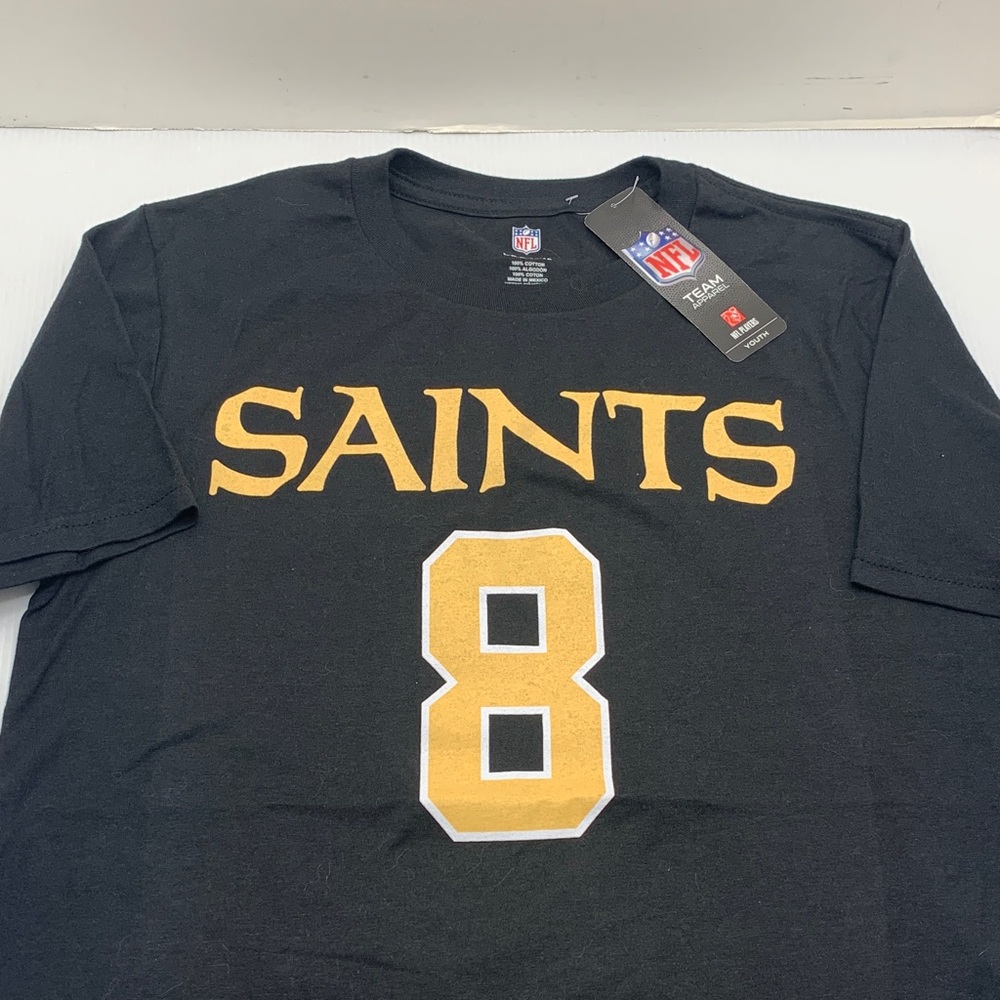 NFL Saints Black Tee with Gold Print Youth Lg 14/16